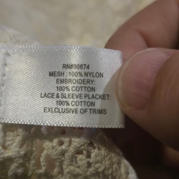 Boston Proper Lace Mesh Embroidered Duster Cardigan Small - Picture 4 of 13